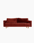 Mid-Century Modern Emerald Green Velvet Sofa