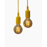 Industrial Twin Yellow Pendant Lights with Edison Bulbs