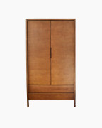 Mid-Century Modern Wooden Two-Door Wardrobe Cabinet