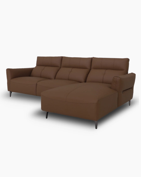 Modern Leather L-Shaped Sectional Sofa with Chaise Lounge