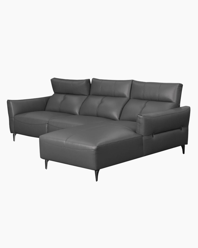 Modern Leather L-Shaped Sectional Sofa with Chaise Lounge