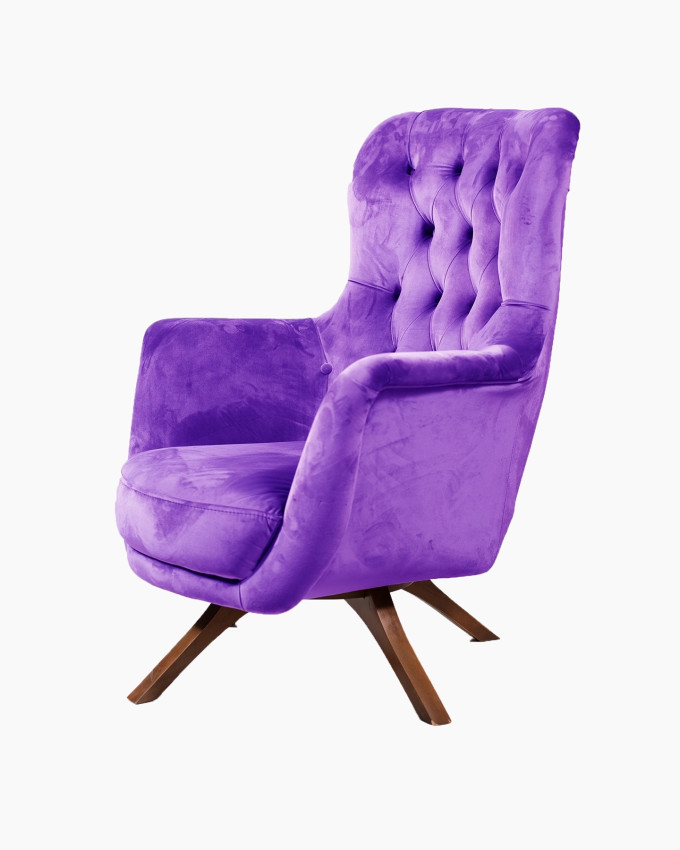 Tufted Velvet Swivel Wingback Armchair